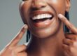 cropped smile, perfect white teeth